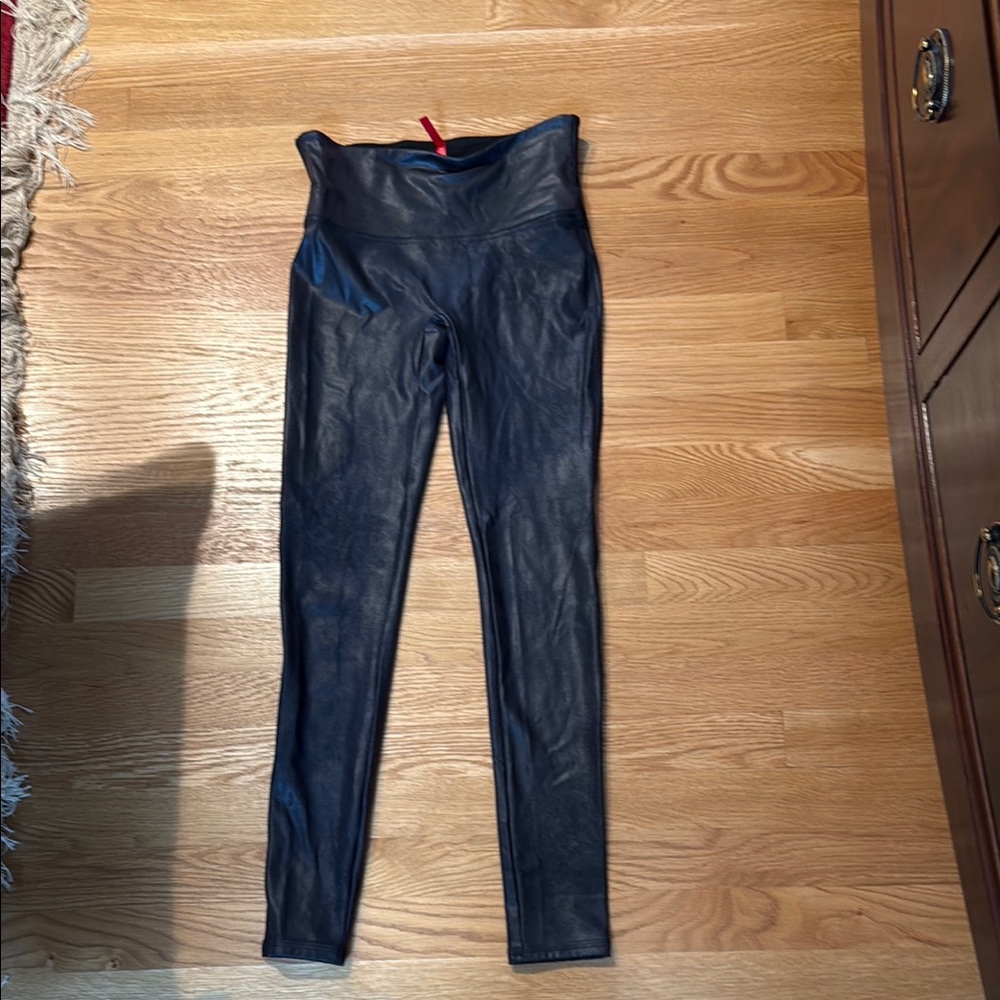SPANX Black leather look Leggings Sleek Fit